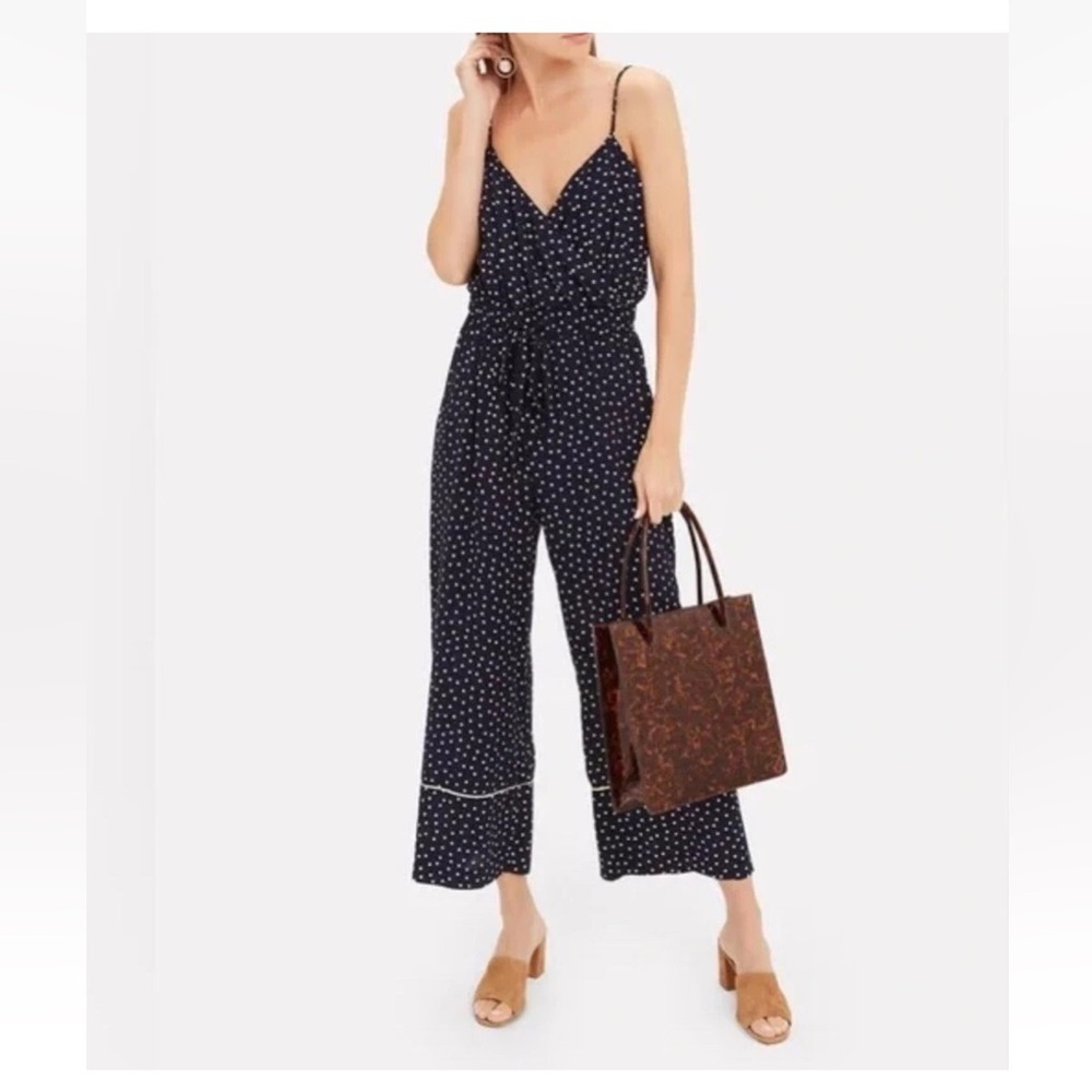 INTERMIX Navy and White Polka Dot Maxi Dress